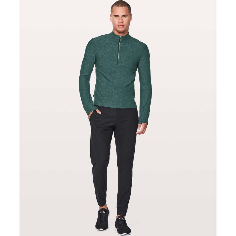 Lululemon Surge Warm 1/2 Zip Pullover Mens M Heathered Teal Run Stretch